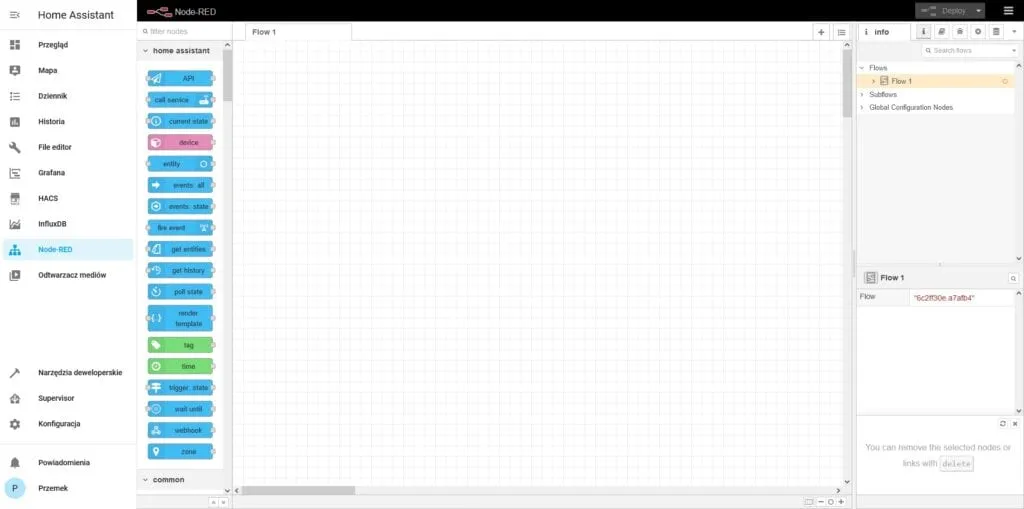 Podgląd Node-RED w Home Assistant